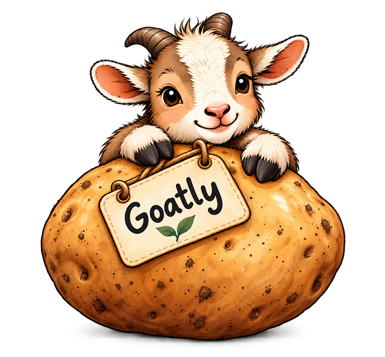 Goatly project potato with goat mascot
