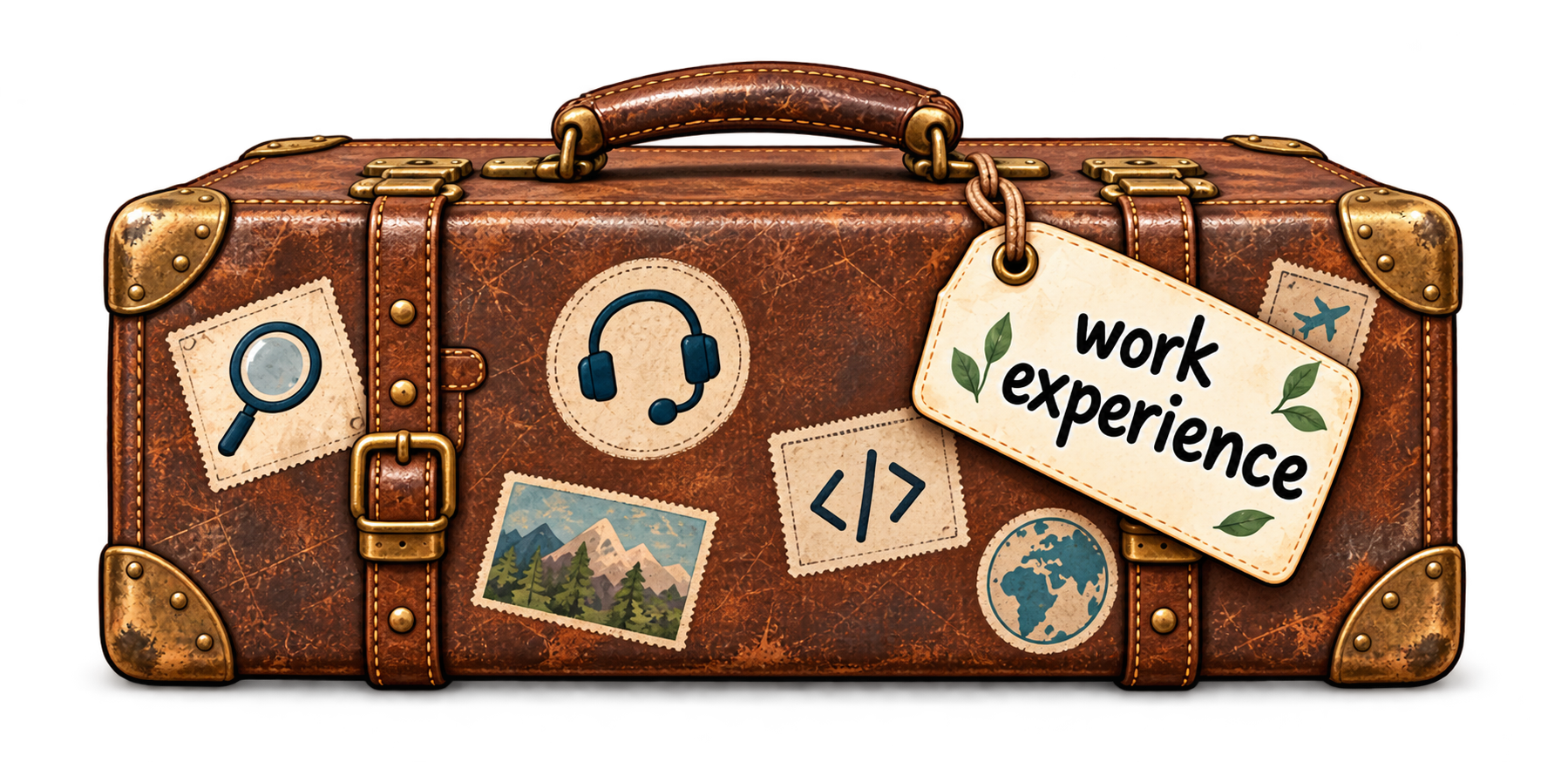 Vintage suitcase tagged work experience